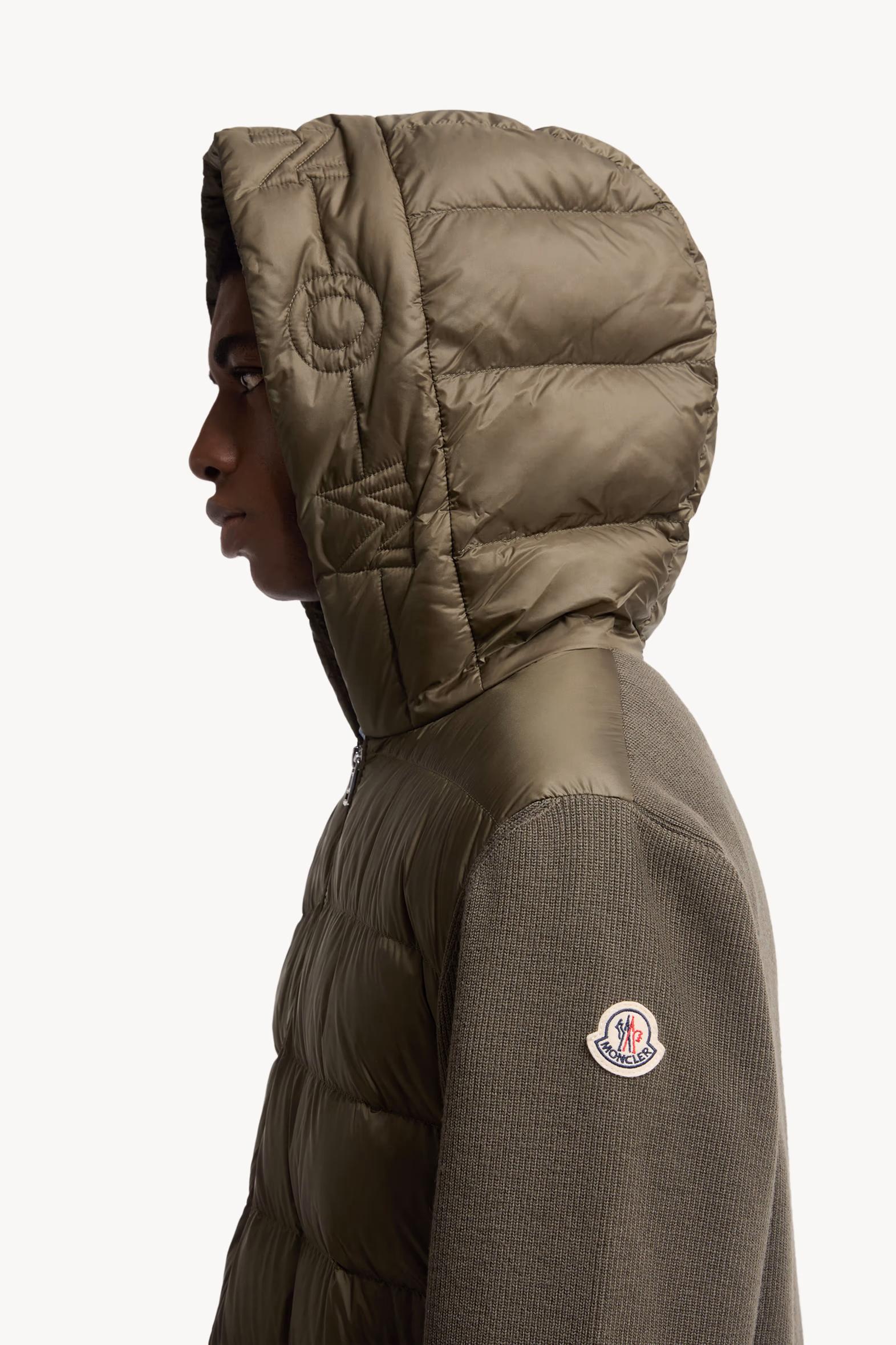Padded Wool Zip-Up Hoodie Men Olive Green Moncler 4